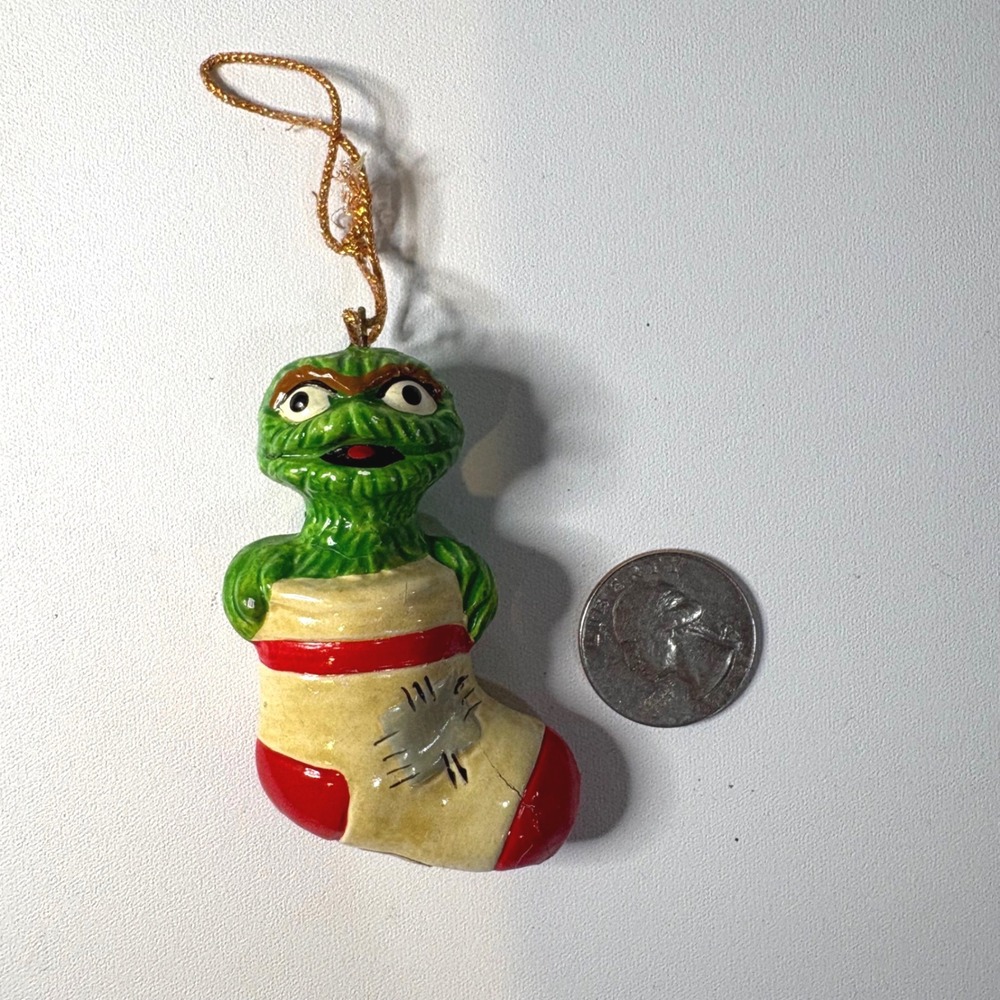 Vintage Oscar the Grouch Muppets Inc Christmas Ornament Sesame Street Stocking